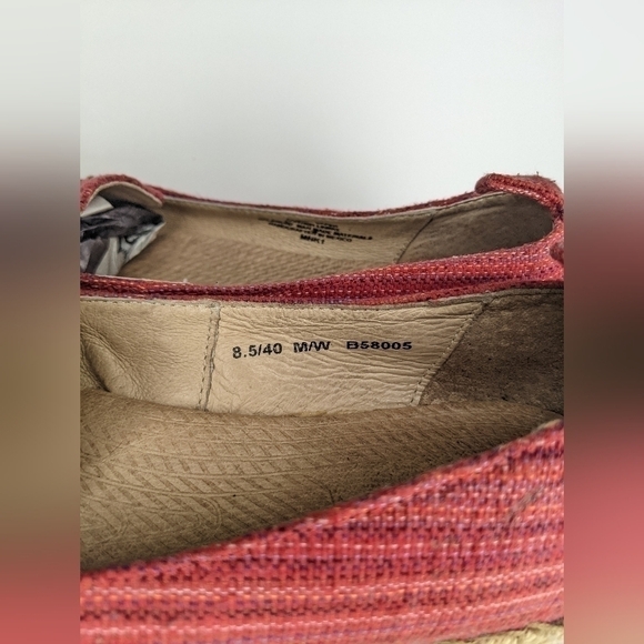 BORN ESPADRILLE RED FLATS 8.5 SITTON MOC TOE SLIP ON SHOES LOAFER TEXTILE COMFY - Picture 8 of 11